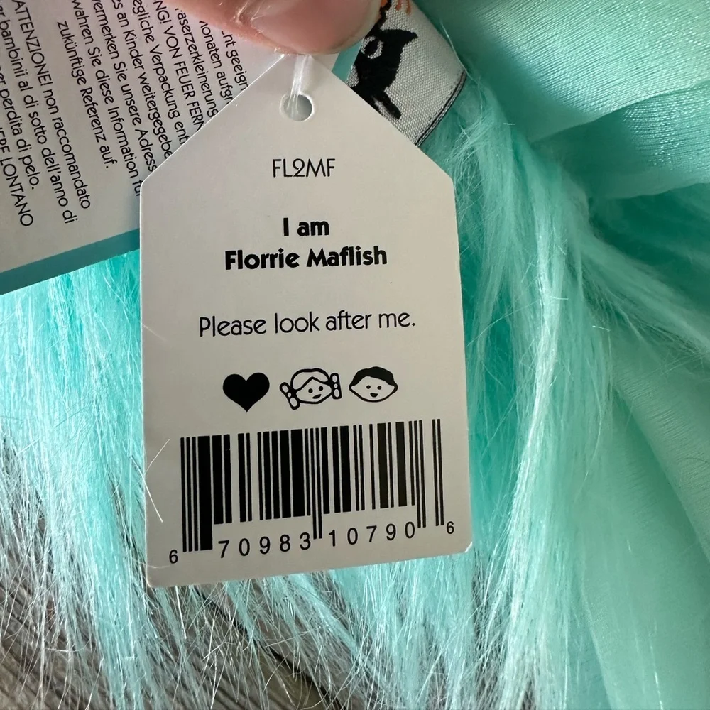 Jellycat Florrie Maflish Fish Plush RARE with faux fur and ruffles Teal NWT - Picture 10 of 10